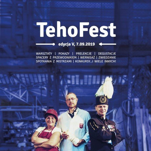 Plakat piątek edycji TehoFest z datą wydarzenia oraz atrakcjami