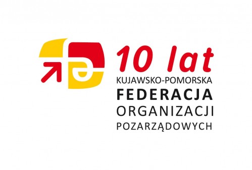 Logo 10 lat Kujawsko-Pomorska Federacja Organizacji Pozarządowych