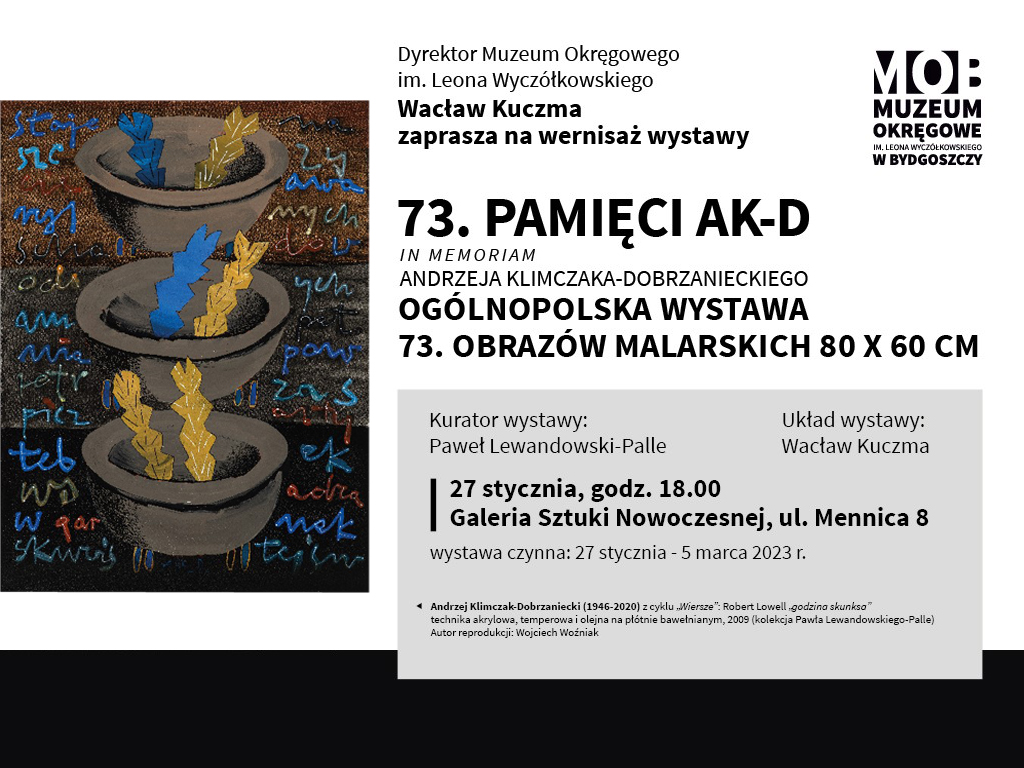 Wernisaż 73. PAMIĘCI AK-D. Ogólnopolska wystawa 73. obrazów malarskich 80 x 60 cm